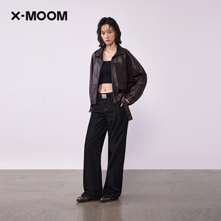 新款 MOOM2025秋季 立领分割线全羊皮夹克皮衣外套 商场同款