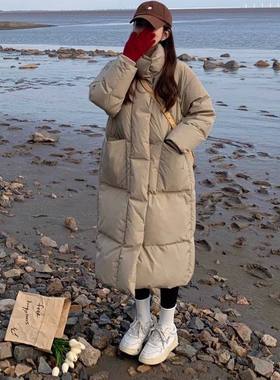 网图欧货2025冬新款韩版羽绒服女中长款立领时尚简约面包服棉服