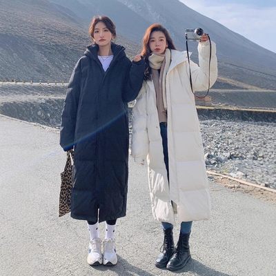 黑色中戏羽绒棉服女长款