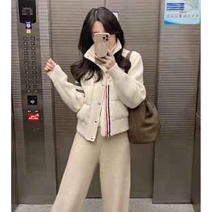 棉服女2025新款TB短款小香风小个子立领保暖针织韩版冬季轻薄外套