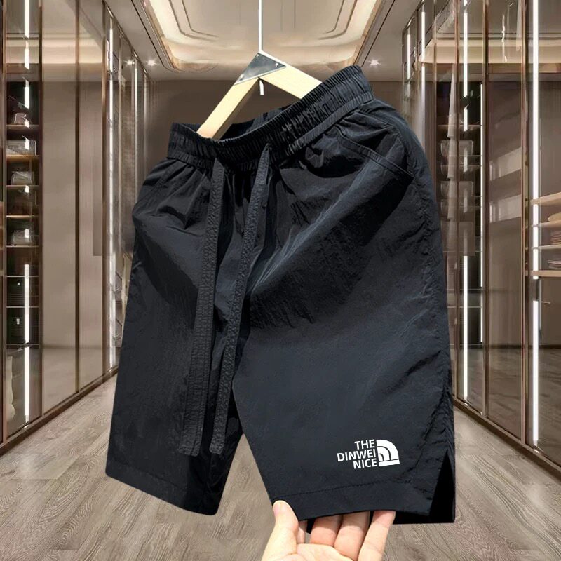 夏季男士刺绣速干短裤2025新款潮牌美式休闲五分裤宽松透气沙滩裤
