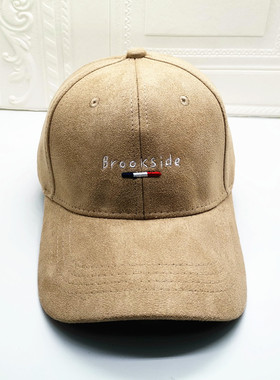 秋冬天麂皮绒百搭情侣字母刺绣户外遮阳帽子韩版鸭舌帽学生棒球帽