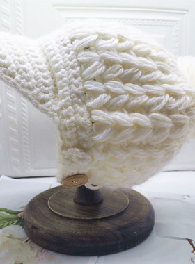 新品秋冬季百搭针织帽白色女生休闲逛街毛线日系高顶短檐黄毛线帽