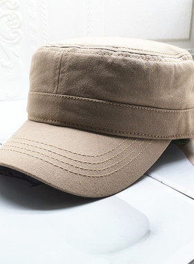 新品春季男女黑色60厘米休闲短檐中年米色光版款大头围封口平顶帽