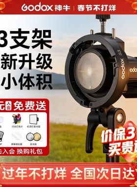 Godox神牛S3闪光灯支架/S2卡盘便携机顶相机闪光灯V1/V860III/AD200/AD300pro/S型卡盘热靴灯灯座通用保荣口