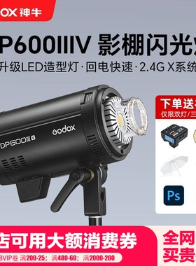 godox神牛DP600W四代闪光灯大功率800W 1000W摄影灯室内静物人像广告静物拍摄三灯套装影室闪光灯专业影棚灯