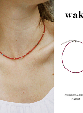 waki玛瑙串珠情侣度假风项链
