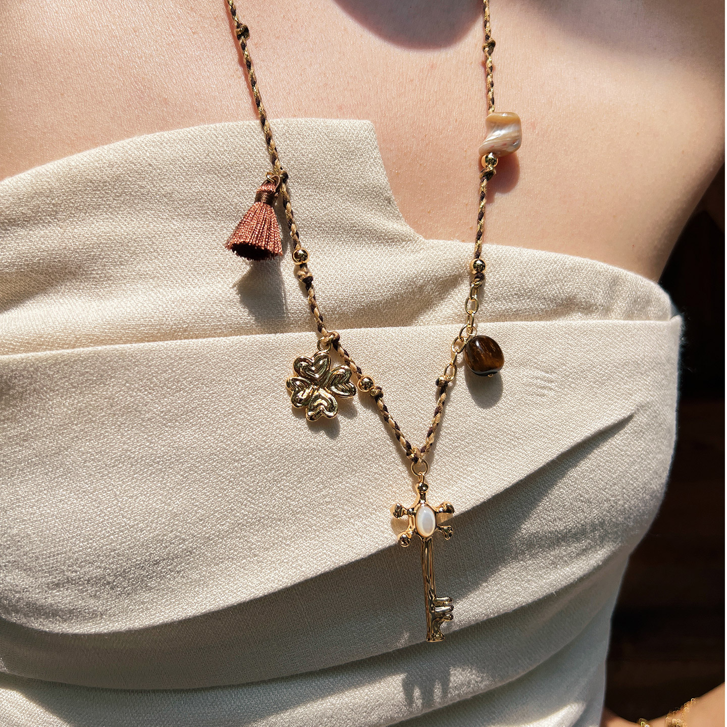 莓拉「逐光密钥」编绳长项链氛围感穿搭多吊坠毛衣链女度假风小众