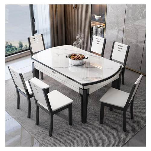 岩板餐桌组合现代简约轻