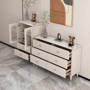 轻奢岩板斗柜卧室收纳柜储物抽屉柜客厅玄关置物柜五斗六斗八斗橱