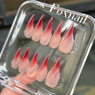 立体龙爪美甲爪子穿戴甲酒红色渐变猫爪裸色欧美辣妹风亚文化个性