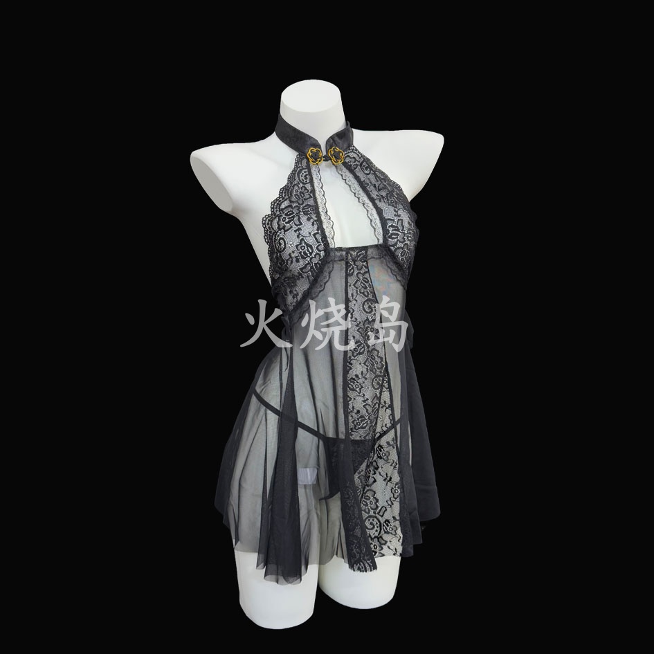 性感新中式蕾丝透视旗袍裙