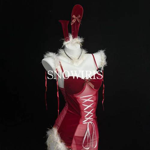 【送丝袜】火烧岛 性感圣诞套装纯欲小胸兔女郎睡裙