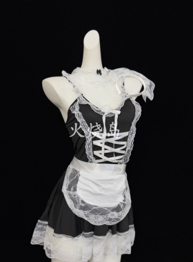 火烧岛 性感拼接蕾丝花边赎身女仆套装