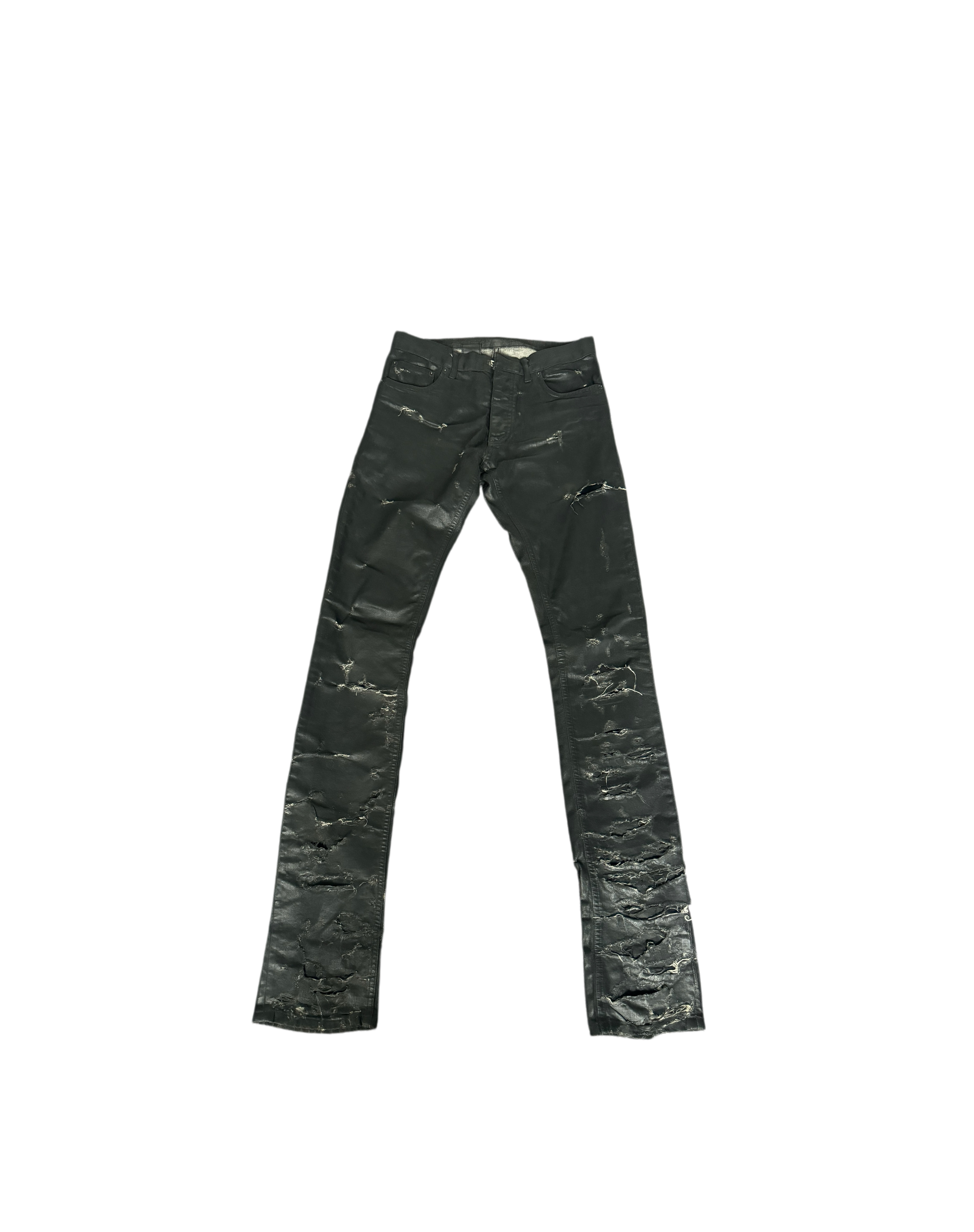 thumbnail for SS04 Strip Waxed Destroyed Jeans hediboy Slim Jeans with Heavy Rubber