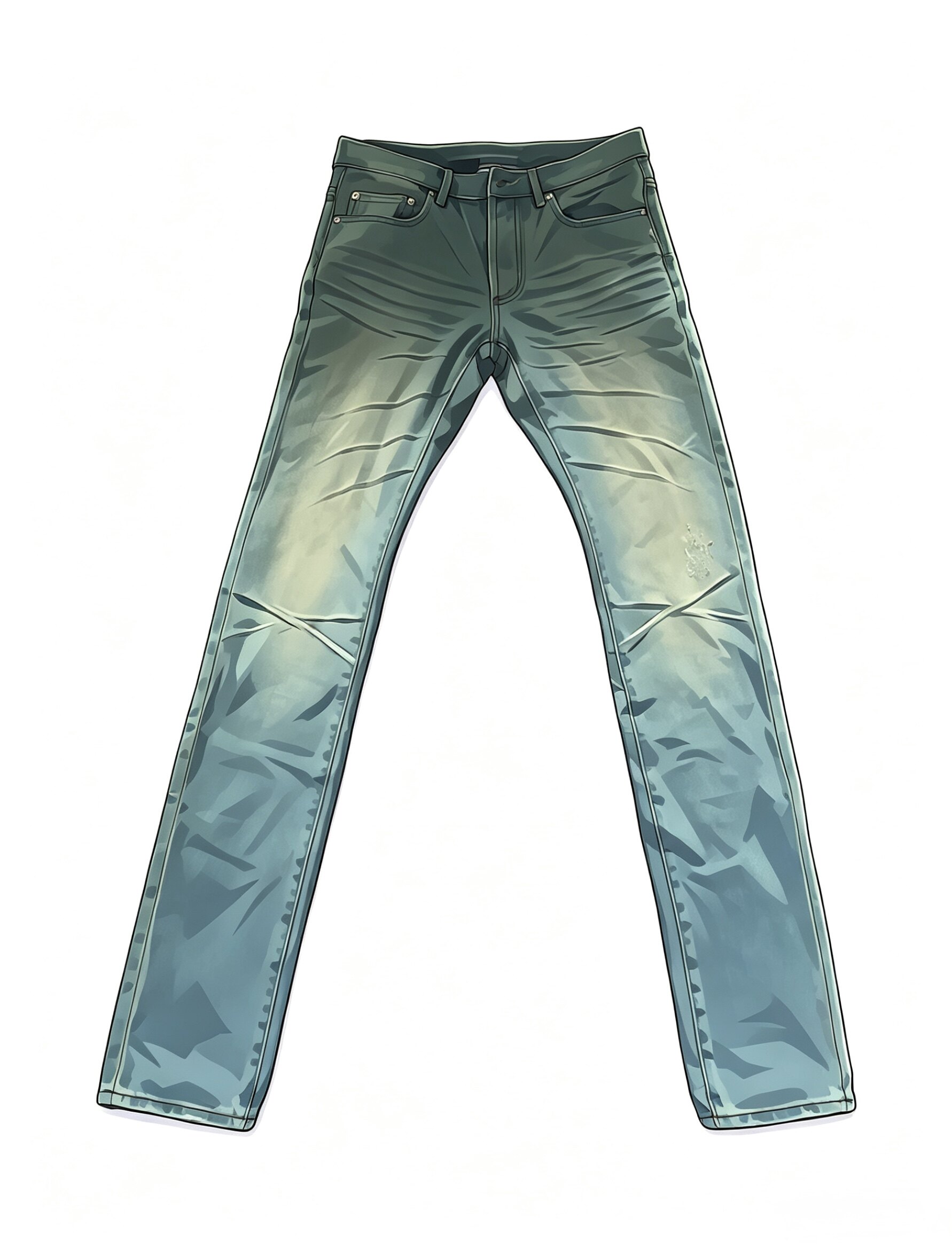 thumbnail for DH 04SS Ice Blue Jeans Skinny Washed Distressed Straight-Leg Jeans