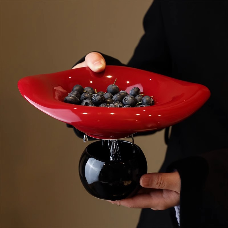 高脚小精致陶瓷水果盘沥水轻奢高颜值零食干果托盘客厅玄关装饰盆