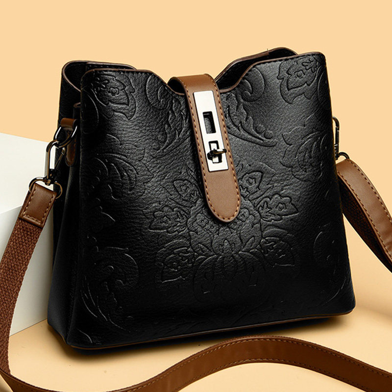 品牌真皮女包女包包女士2024新款中年妈妈包斜挎包水桶包女通勤包