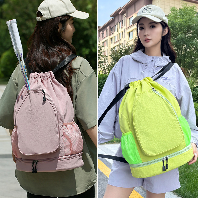 轻便束口双肩包女运动健身包羽毛球蓝球双肩背包徒步旅行登山包男