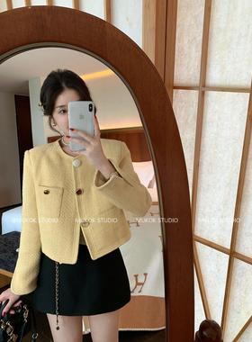 小香风短外套女2025春新款纯色气质时尚百搭小个子上衣