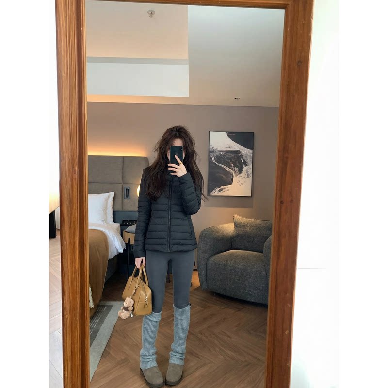 三星90白鸭绒超柔云感立领修身显瘦轻薄羽绒服女短款外套冬