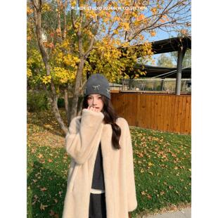 独特绝美厚外套过冬轻奢中长款环保皮毛一体外套