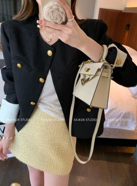 高级感黑色小香风短外套女2025春季新款显瘦气质短款上衣