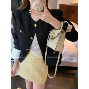 高级感黑色小香风短外套女2026春季新款显瘦气质短款上衣