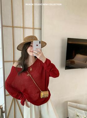 初春~薄款亚麻微透长袖针织衫防晒慵懒风宽松套头上衣罩衫