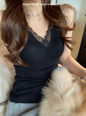 保暖神器~ 设计感蕾丝拼接亲肤保暖背心