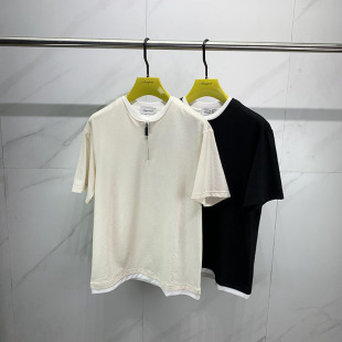 简约假两件圆领短袖 时尚 T恤男士 青年韩版 26夏季 流行休闲半袖 新款