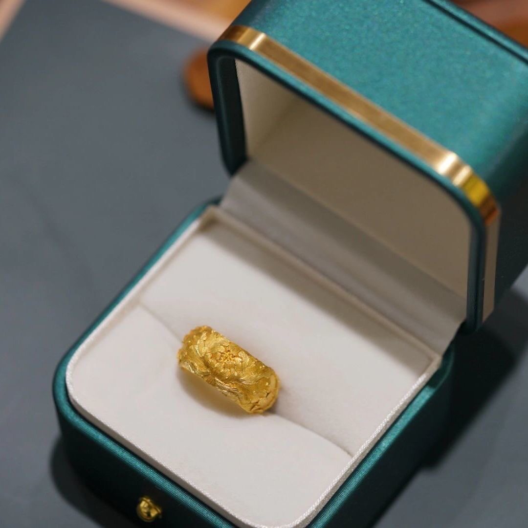 法式宫廷风牡丹花金色戒指女轻奢高级感时尚精美气质大气食指戒子