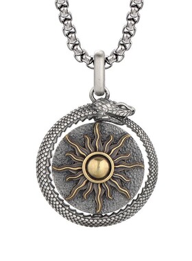 复古环蛇天体项链男ins潮设计感小众男士个性吊坠定制潮男欧美