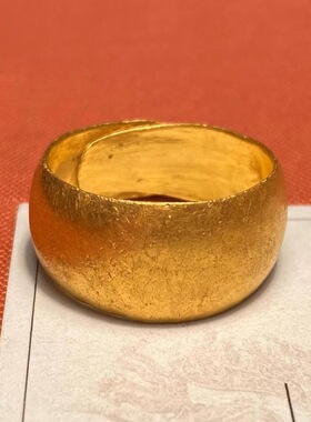 晚清民国时期来加 刘天成 福 足赤 来加大宽面老金戒指男女款活口