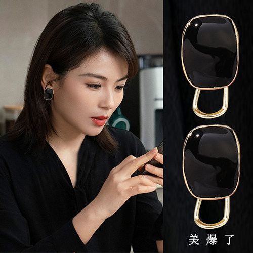 高级感大气纯银法式风韩国耳环