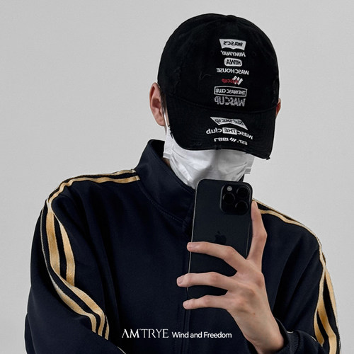 AMTRYE潮牌棒球帽破洞小众男