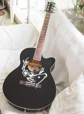 andrew安德鲁民谣吉他男女生初学者入门40寸黑色梅花鹿吉他乐器