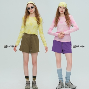 2025秋冬新款瑜伽服女扎染长袖渐变色T恤运动健身宽松圆领套头衫