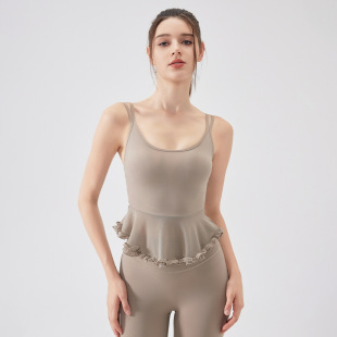 ANNA空气感拼纱美背花边瑜伽背心带胸垫普拉提健身文胸运动内衣