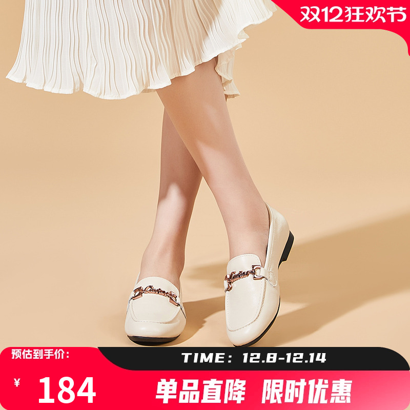 单鞋康奈通勤乐福鞋百搭英伦风