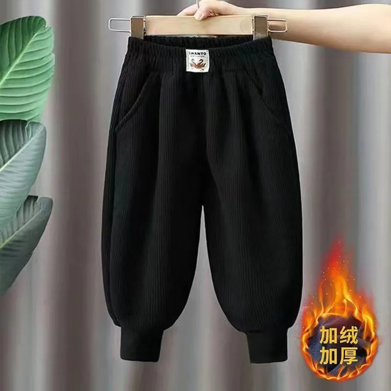 灯芯绒男女童帅气加绒灯笼裤韩版时尚秋冬款洋气中小童宽松版裤子