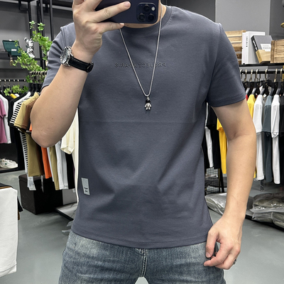 短袖修身男士圆领T恤简约字母潮