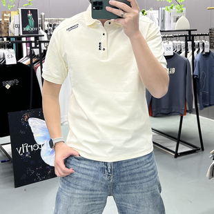 新款 T恤简约字母百搭休闲半袖 男士 体恤翻领POLO衫 上衣潮i 短袖 夏季