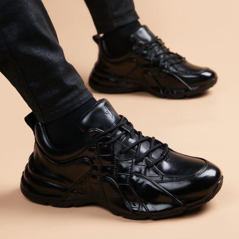 高端头层牛皮手工运动休闲皮鞋真皮男士百搭潮流青年系带包底鞋子