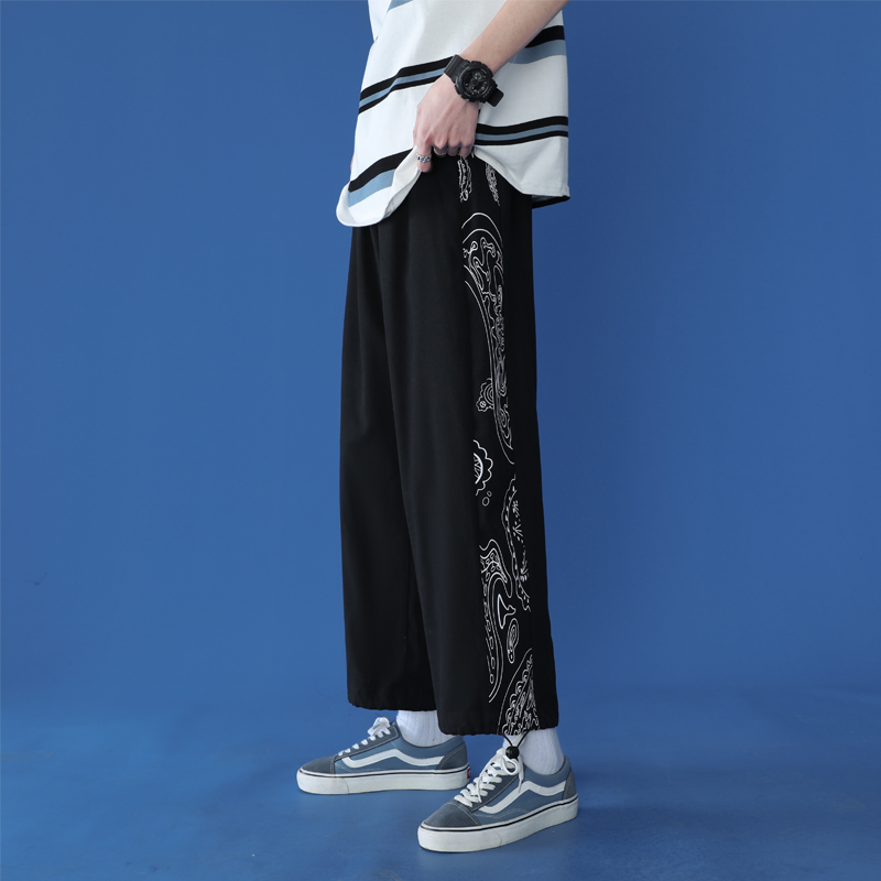 Spring and autumn new loose legged Capris men's large straight wide leg leisure sports pants