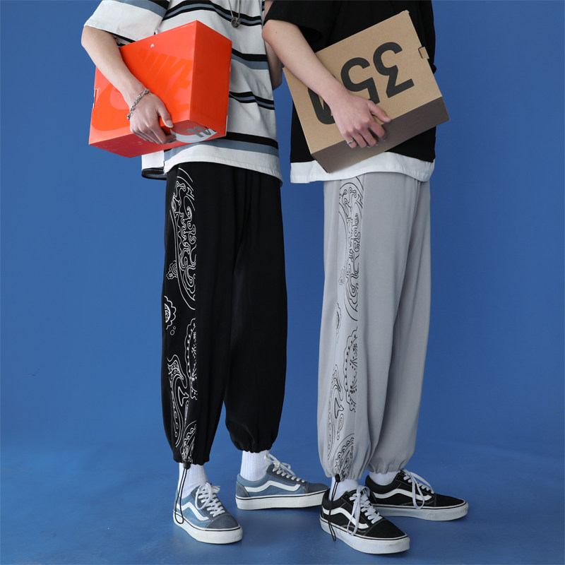 春秋新款宽松束脚九分裤男生大码直筒阔腿休闲运动裤子K9819-P45，女装休闲裤，电商C305A