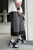 夏季暗黑系七分裤拼接撞色假两件短裤男士大码直筒裤ec9839-特P28，男装休闲裤，电商C305A