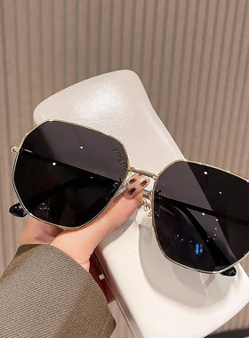 GP高级感金属镶钻太阳眼镜女防紫外线大脸显瘦墨镜男开车专用街拍