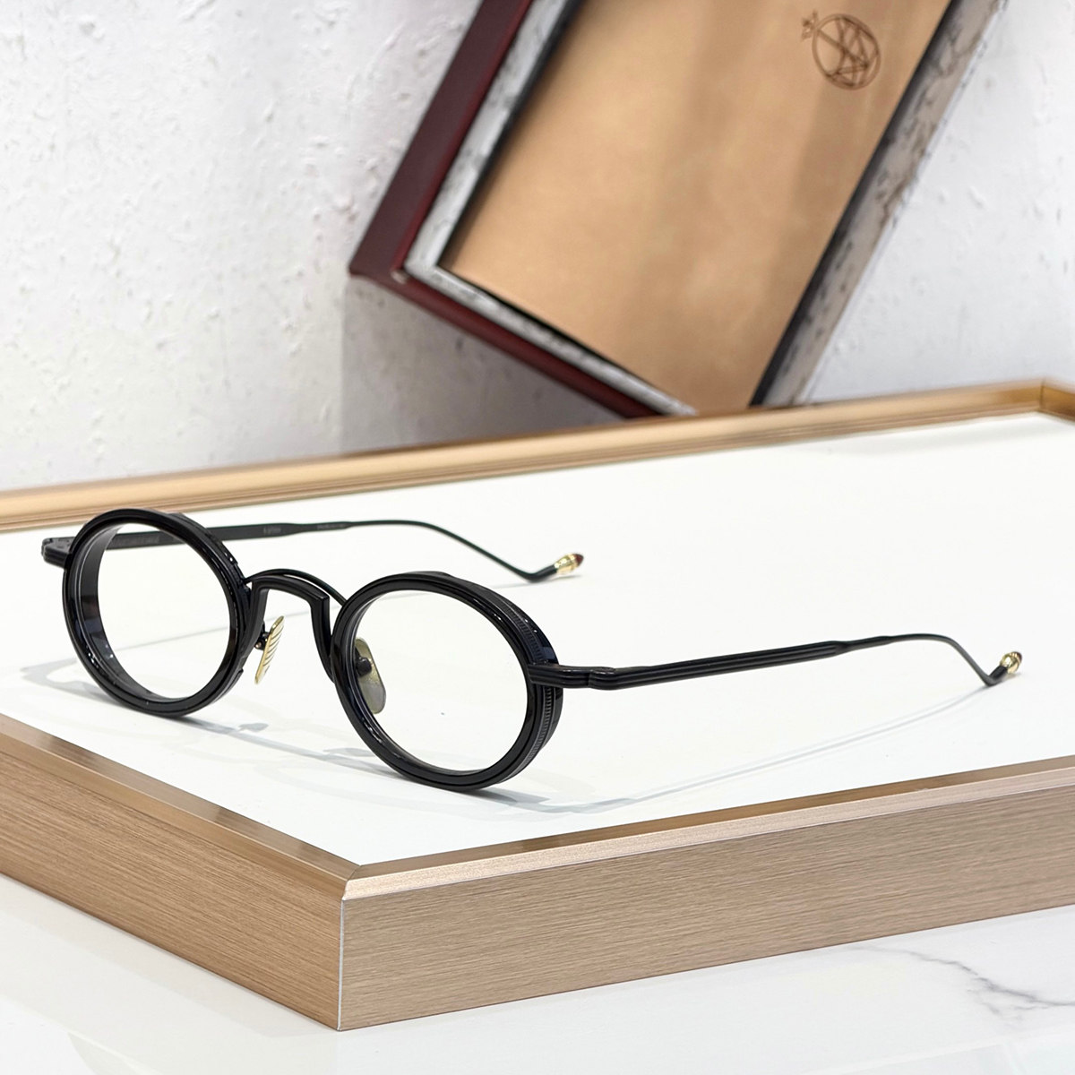 JMM VARDA双圈板材&beta;钛金属轻便小巧复古圆框光学眼镜男近视镜架