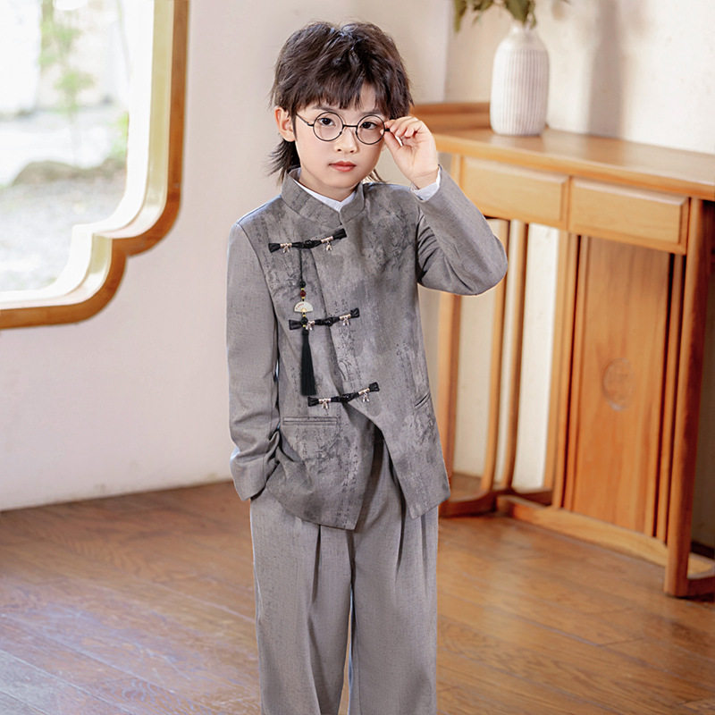 男童中式套装男孩中国风中山装儿童唐装2026小少爷西装中秋节汉服
